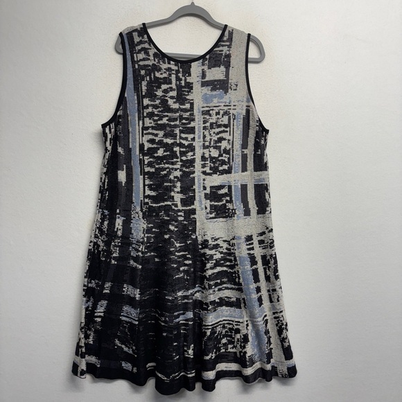 Nic + Zoe Knit Abstract Patterned Sleeveless Dress - Black blue midi - Picture 2 of 6